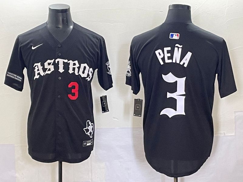 Men 2025 Houston Astros #3 Pena Black Seven generations Joint Name Nike MLB Jersey style 7042